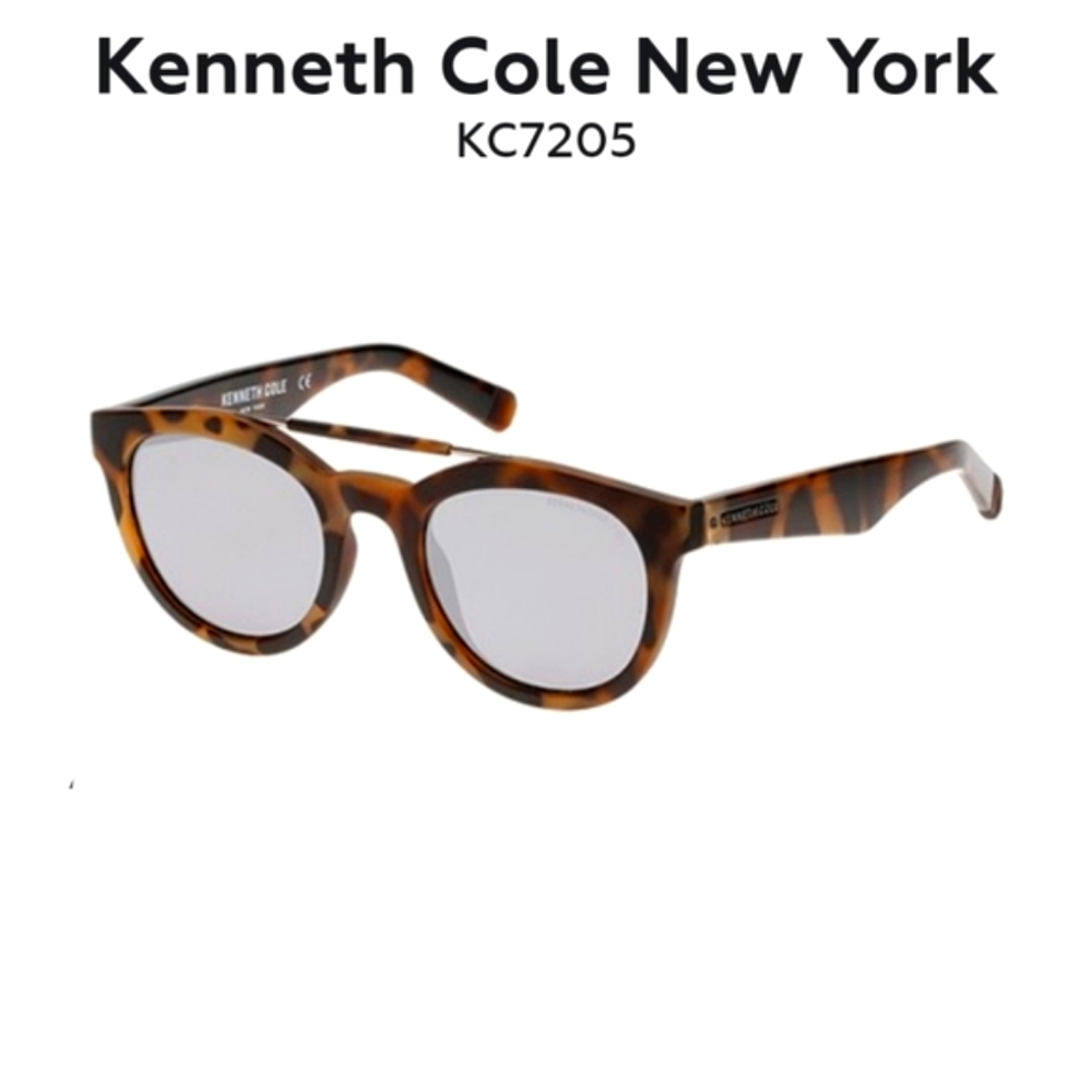 😶Kenneth Cole NY Oval Blonde Havana SmokeMirror glasses, eyewear,shades - Picture 2 of 13
